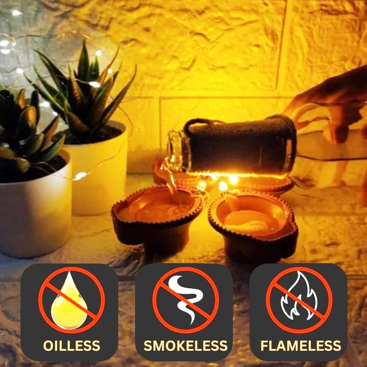 Ambient LED Water Sensor Diyas – Elegant Plastic Design with Radiant Glow
