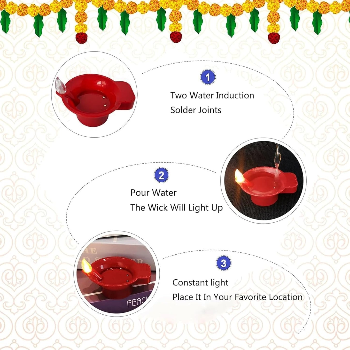 Ambient LED Water Sensor Diyas – Elegant Plastic Design with Radiant Glow