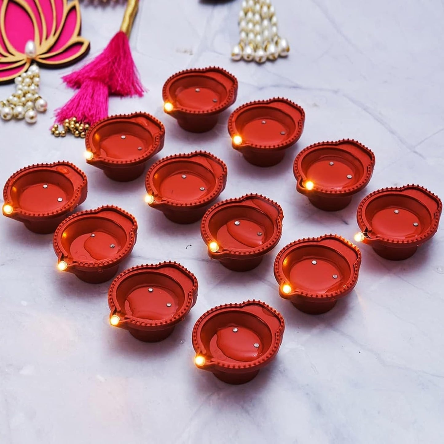 Ambient LED Water Sensor Diyas – Elegant Plastic Design with Radiant Glow